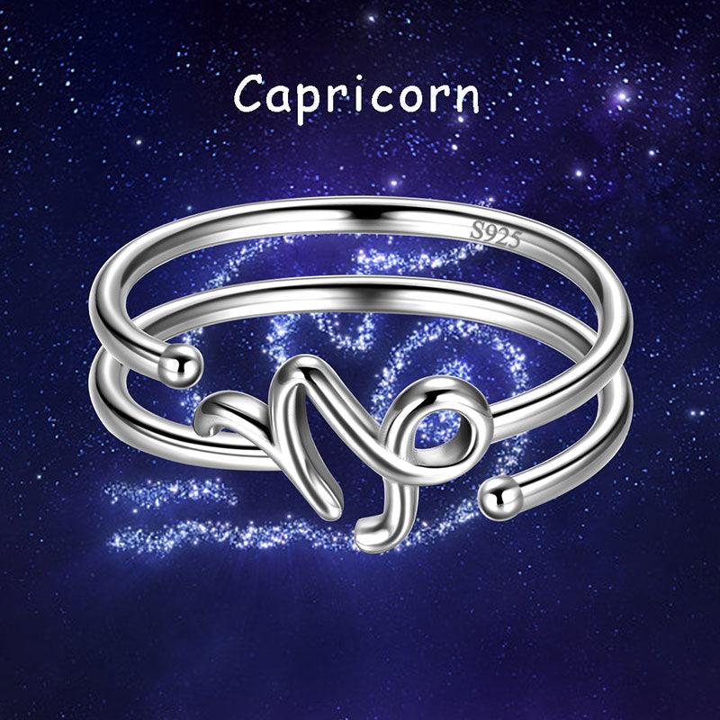 Capricorn Zodiac Open Rings 925 Sterling Silver Aurora Tears Jewelry