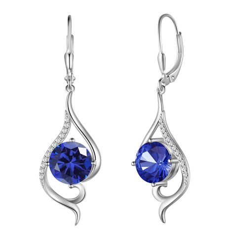 Femmes boucles d'oreilles Pierre de naissance queue suspendue longue goutte bijoux Leverback 925 cadeaux d'anniversaire en argent Sterling
