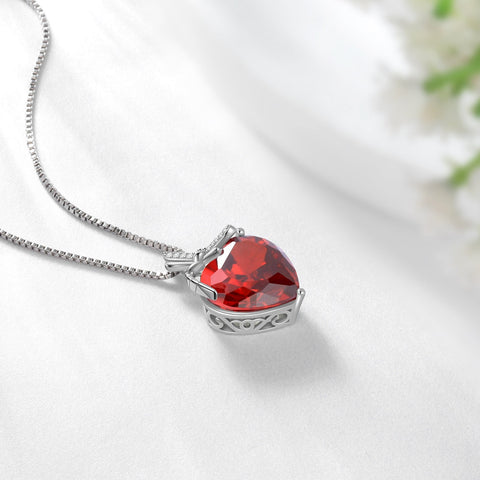 Dragonfly Necklace Heart January Birthstone Necklace Garnet CZ 925 Sterling Silver Pendant Red Jewelry Women Birthday Christmas Mother's Day Gifts - Aurora Tears