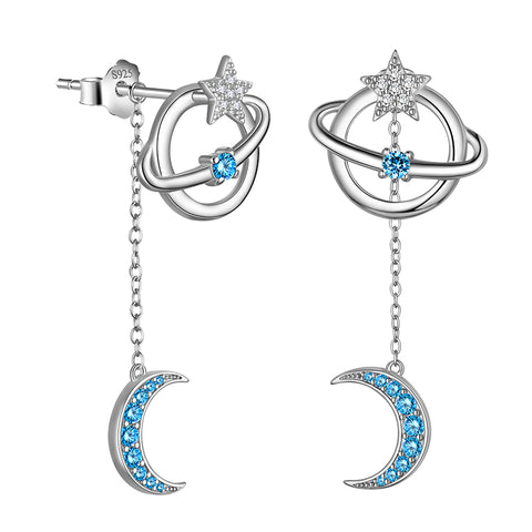 Women Celestial Moon & Star Earth Planet Dangle Earrings Grils Jewelry - Aurora Tears Jewelry