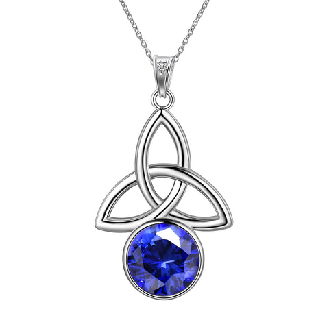 Women Celtic Knot Birthstone Necklace Pendant Girls Birthsday Gift Crystal Luck Knot Jewelry
