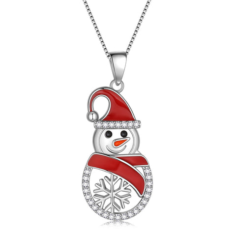 Collana con ciondolo a forma di pupazzo di neve e Babbo Natale, regalo di Natale per donne, ragazze e figlie