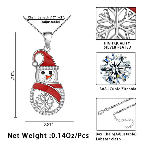 Collana con ciondolo a forma di pupazzo di neve e Babbo Natale, regalo di Natale per donne, ragazze e figlie