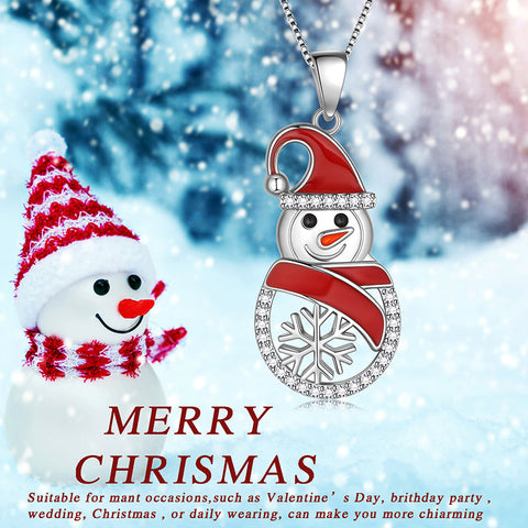 Collana con ciondolo a forma di pupazzo di neve e Babbo Natale, regalo di Natale per donne, ragazze e figlie