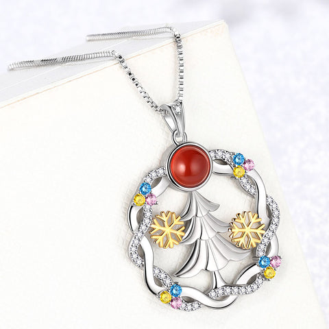 Weihnachtsbaum Halsketten Anhänger Schmuck Damen Mädchen Weihnachtsgeschenk Sterling Silber