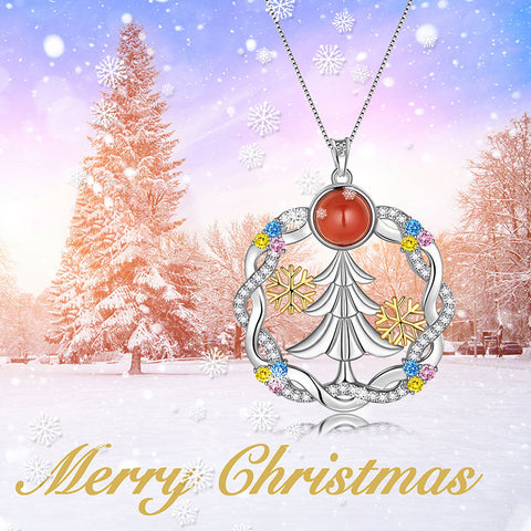 Weihnachtsbaum Halsketten Anhänger Schmuck Damen Mädchen Weihnachtsgeschenk Sterling Silber