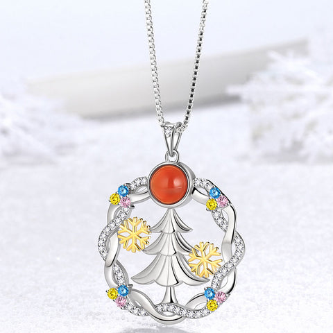 Weihnachtsbaum Halsketten Anhänger Schmuck Damen Mädchen Weihnachtsgeschenk Sterling Silber