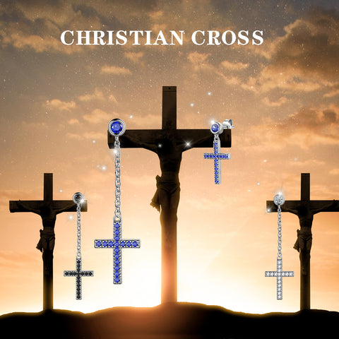 Classic Asymmetry Small Cross Earrings Women Mens Jewelry Sterling Silver