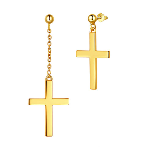 PROSILVER Orecchino A Croce Pendente Asimmetrico In Argento 925 Per Donna - Gioiello Elegante E Moderno
