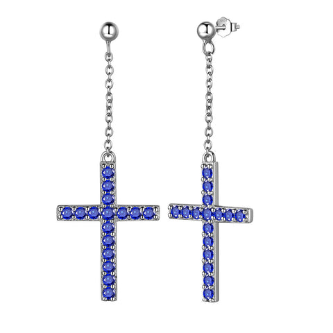 Orecchini pendenti classici a forma di croce da donna, gioielli da uomo in argento sterling
