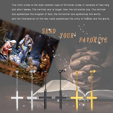 Boucles d'oreilles classiques en forme de croix pour femmes et hommes, bijoux en argent sterling