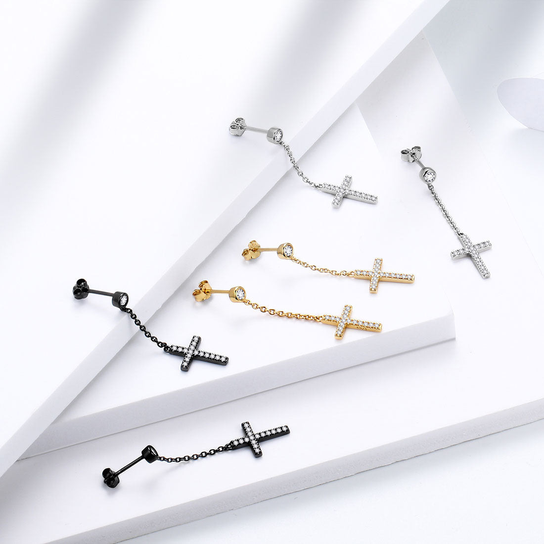Orecchini pendenti a forma di croce in argento sterling, con gancio a goccia, per donna, fatti a mano, con amo da pesca alla moda - Italia Orecchini pendenti a forma di croce in argento sterling, con gancio a goccia, per donna, fatti a mano, con amo da pesca alla moda - Italia