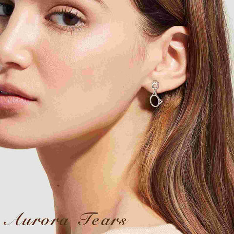 Simpatici orecchini con zampa di faccia di gatto animale Gioielli per ragazze da donna Argento sterling 925