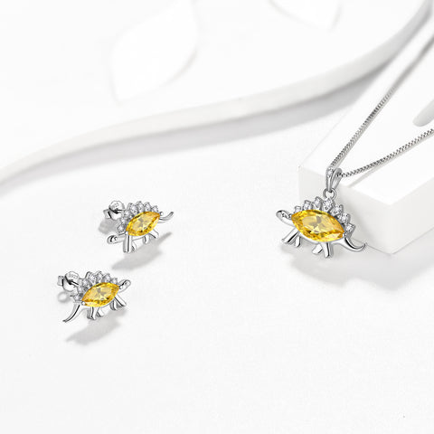 Ensemble de bijoux dinosaure stégosaure, boucles d'oreilles, collier, cadeau pour femmes et filles