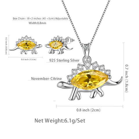 Ensemble de bijoux dinosaure stégosaure, boucles d'oreilles, collier, cadeau pour femmes et filles