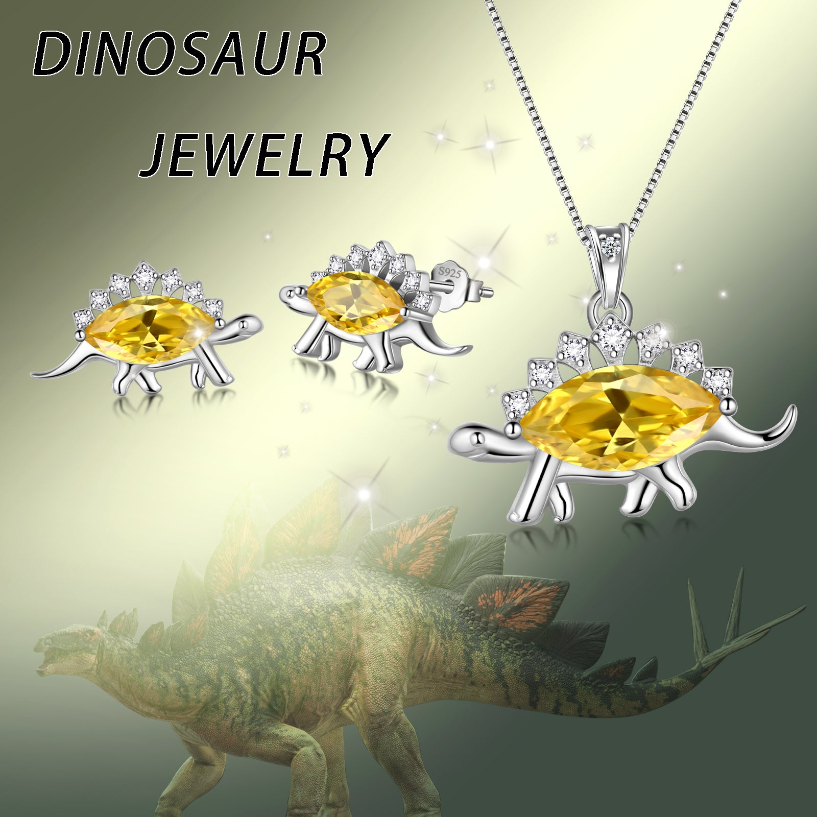 Orecchini A Forma Di Dinosauro Stegosauro WEVENI – Lega Antica Placcata Argento – Regalo Per Donne E Ragazze