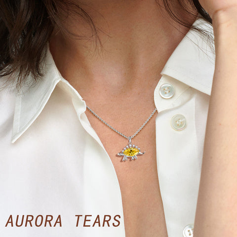 Collier dinosaure stégosaure novembre Citrine pierre de naissance femmes filles bijoux cadeau