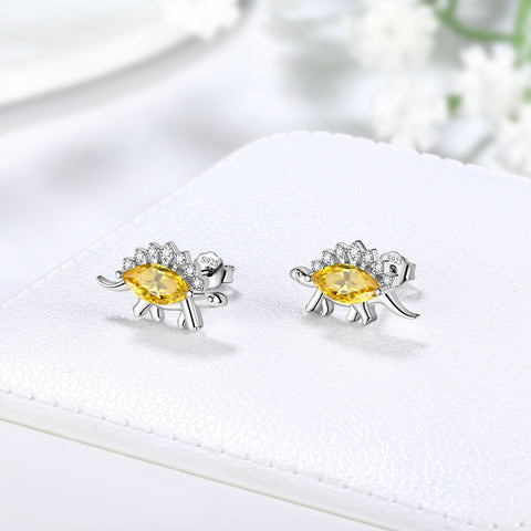 Stegosaurus Dinosaurier Ohrringe November Citrin Geburtsstein Damen Mädchen Schmuck Geschenk