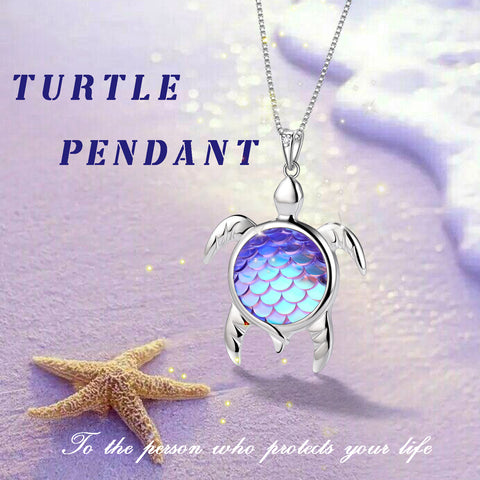Collana con ciondolo a forma di tartaruga, collana con ciondolo in blu sfumato, gioielli da donna e ragazza, regalo di compleanno