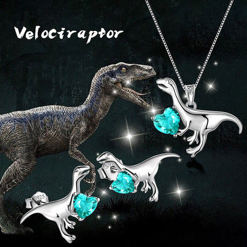 Velociraptor dinosaure breloque ensemble de bijoux boucles d'oreilles collier femmes filles bijoux cadeau