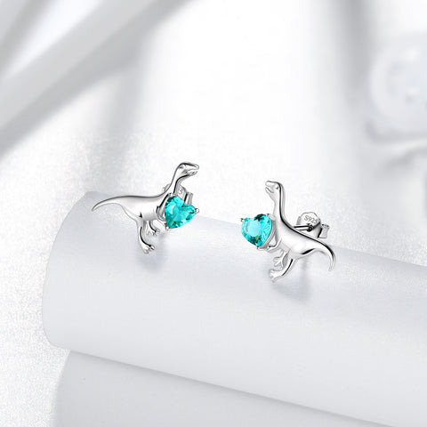 Orecchini con ciondolo a forma di dinosauro Velociraptor, in argento sterling, per gioielli da donna e ragazza