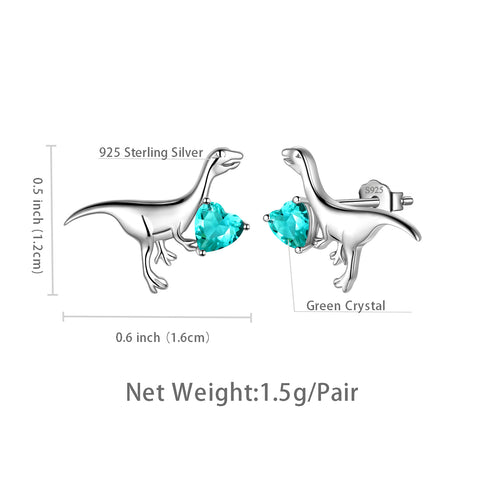 Orecchini con ciondolo a forma di dinosauro Velociraptor, in argento sterling, per gioielli da donna e ragazza