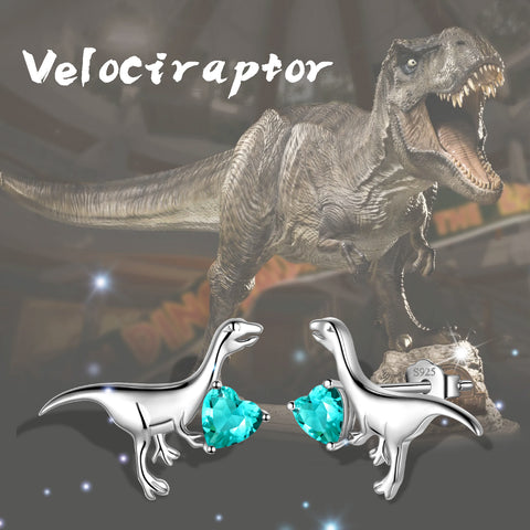 Orecchini con ciondolo a forma di dinosauro Velociraptor, in argento sterling, per gioielli da donna e ragazza