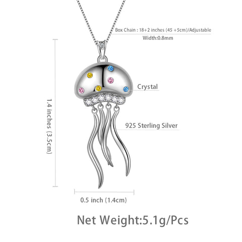 Süße Qualle Anhänger Halskette Schmuck Frauen Mädchen Geburtstagsgeschenk 925 Sterling Silber