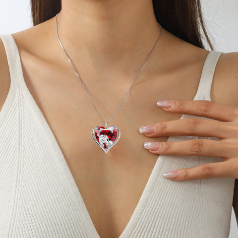 Women Heart Necklace for Mother Daughter 925 Sterling Silver Red Garnet Birthstone Pendant Jewelry January Birthday Christmas Mother's Day Gift - Aurora Tears