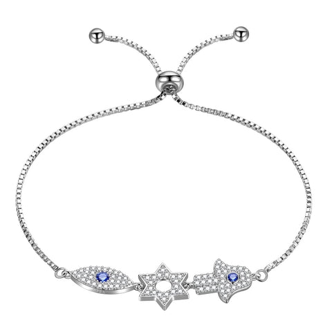 Braccialetti blu malocchio Bracciale donna amuleto gioielli Hamsa Fatima Mano stelle di David