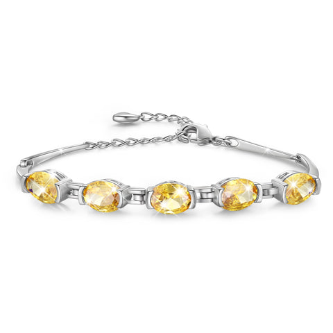 Juwaliy 18K White Gold Plated Bracelets for Women,Birthstone Jewelry Birthday Gifts for Wife Daughter Mom
