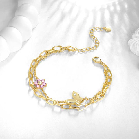 Bracelets délicats en or/argent pour femmes, bijoux superposés, cœur/papillon, lien