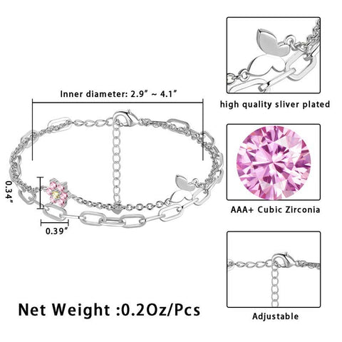 Bracelets délicats en or/argent pour femmes, bijoux superposés, cœur/papillon, lien