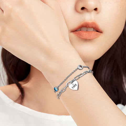 Delicati braccialetti in oro/argento per gioielli da donna Bracciale a strati, braccialetti a maglie d'amore