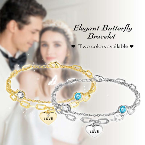 Delicati braccialetti in oro/argento per gioielli da donna Bracciale a strati, braccialetti a maglie d'amore