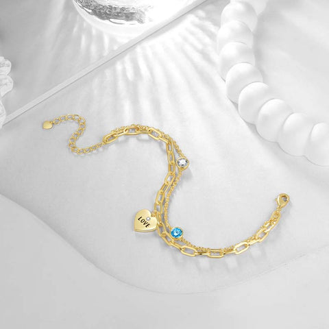 Delicati braccialetti in oro/argento per gioielli da donna Bracciale a strati, braccialetti a maglie d'amore