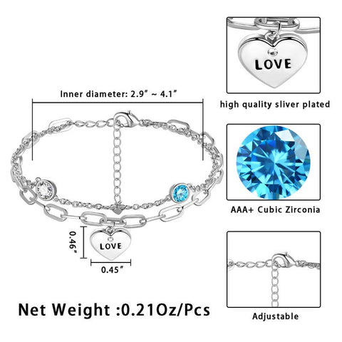 Delicati braccialetti in oro/argento per gioielli da donna Bracciale a strati, braccialetti a maglie d'amore