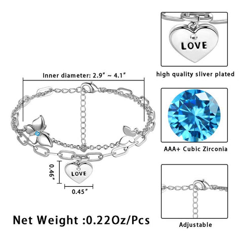 Pulseras delicadas de oro/plata para mujer, pulsera en capas, pulseras de eslabones de mariposa