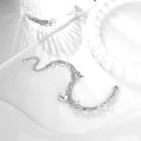 Pulseras delicadas de oro/plata para mujer, pulsera en capas, pulseras de eslabones de mariposa
