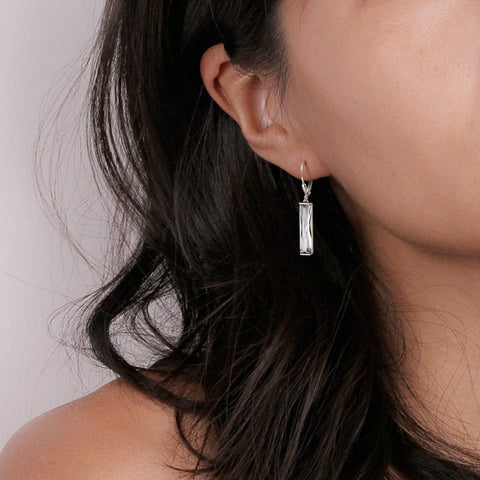 Leverback Long Dangle Earrings Sterling Silver Women April Birthstone Earrings Diamond Crystal Wedding Bridal Jewelry Birthday Gift - Aurora Tears