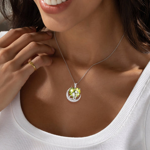 Women Animal Cat and Dog Necklace Green Heart August Birthstone Charm Peridot Pendant Jewelry Birthday Mother's Day Gift for Mom Wife Daughter Pet Lover - Aurora Tears