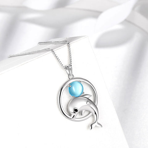 Collana con ciondolo mini animale delfino, collana, gioielli, regalo di compleanno per ragazze, argento sterling 925