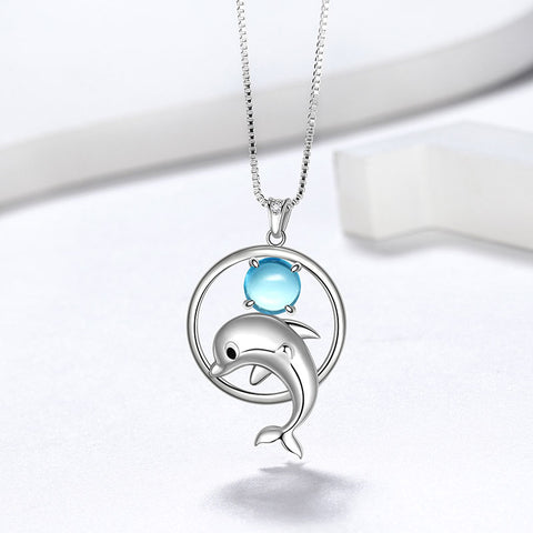 Collana con ciondolo mini animale delfino, collana, gioielli, regalo di compleanno per ragazze, argento sterling 925