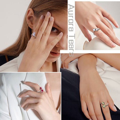 Birthstone aprile diamante amore cuori anello gioielli donne ragazze regalo di compleanno