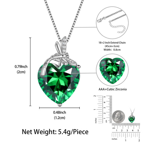 Dragonfly Necklace Heart May Birthstone Necklace Emerald CZ 925 Sterling Silver Pendant Green Jewelry Women Birthday Christmas Mother's Day Gifts - Aurora Tears