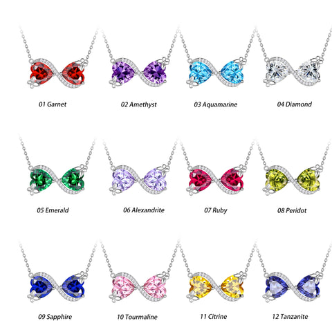 Women Infinity Heart Butterfly Necklace January Birthstone Necklace Garnet Red Pendant Jewelry Birthday Valentines's Day Gifts for Wife Mom - Aurora Tears