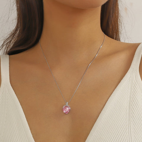 Dragonfly Necklace Heart October Birthstone Necklace Tourmaline 925 Sterling Silver Pendant Pink Jewelry Women Birthday Christmas Mother's Day Gift - Aurora Tears