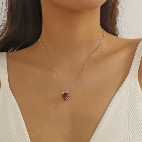 Dragonfly Necklace Heart January Birthstone Necklace Garnet CZ 925 Sterling Silver Pendant Red Jewelry Women Birthday Christmas Mother's Day Gifts - Aurora Tears