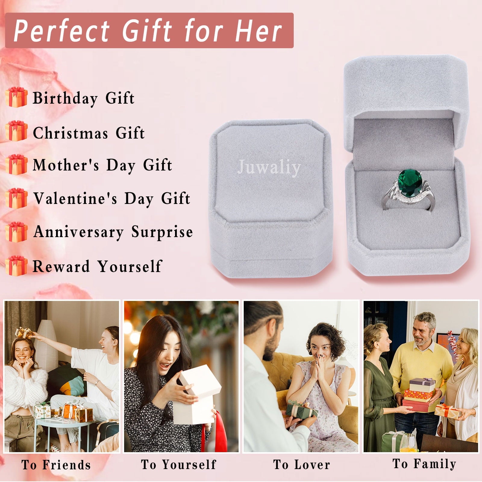 8Ct Oval Women Ring 925 Sterling Silver Halo Blue Tanzanite Ring December Birthstone Jewelry Mother Grandma Christmas Birthday Gift for Her - Aurora Tears