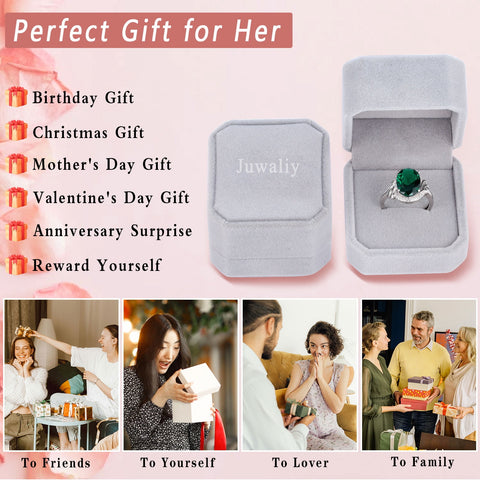 8Ct Oval Women Ring 925 Sterling Silver Halo Blue Tanzanite Ring December Birthstone Jewelry Mother Grandma Christmas Birthday Gift for Her - Aurora Tears